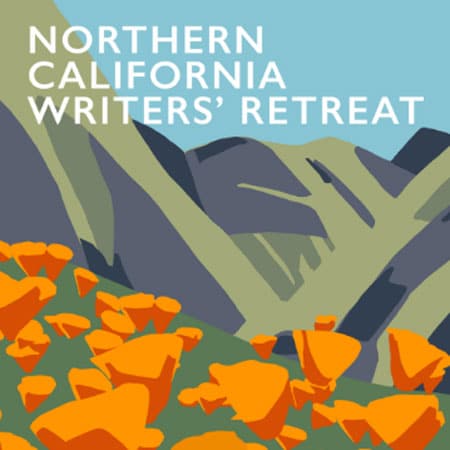 Northern California Writers Retreats logo for spring publishing retreat poppy flowers in mountains